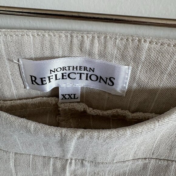 NORTHERN REFLECTIONS PULL-ON LINEN BLEND PINSTRIPE PANTS TROUSERS NEW SIZE XXL - Picture 5 of 7